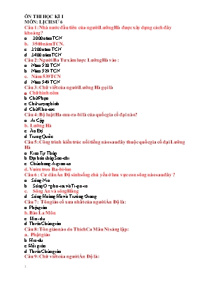Đề ôn thi học kì 1 môn Lịch sử 6